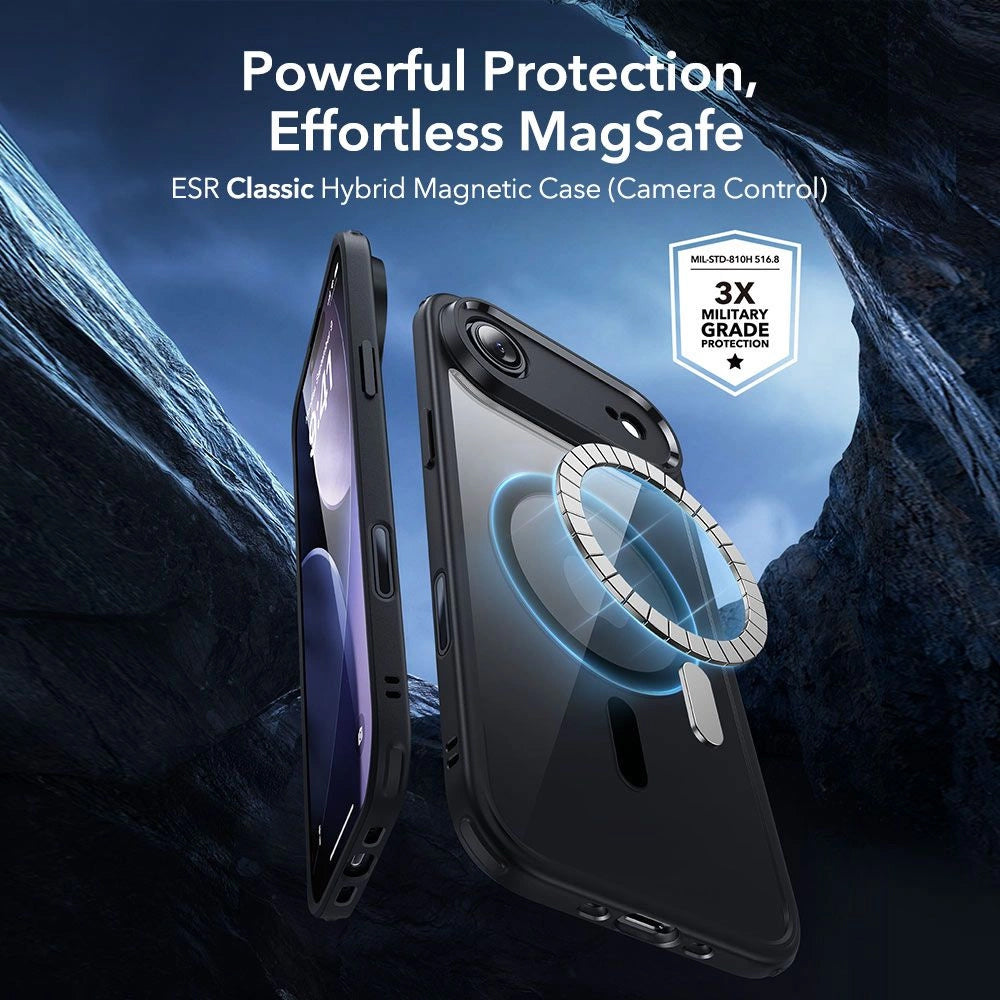 Futrola MagSafe za Apple iPhone 17 Air, ESR, Classic Hybrid sa zaštitnikom ekrana, Crna Prozirna