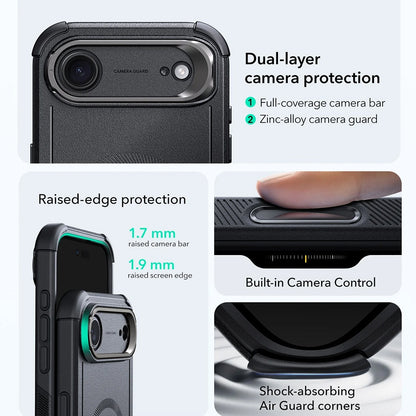 Futrola MagSafe za Apple iPhone 17 Air, ESR, Cyber Armor Kickstand, Crna