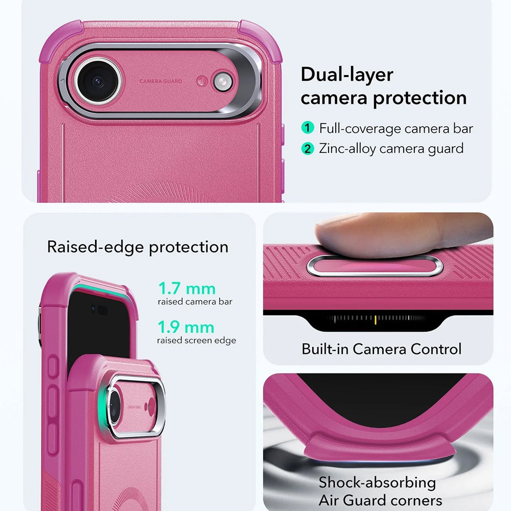 Futrola MagSafe za Apple iPhone 17 Air, ESR, Cyber Armor Kickstand, Roza
