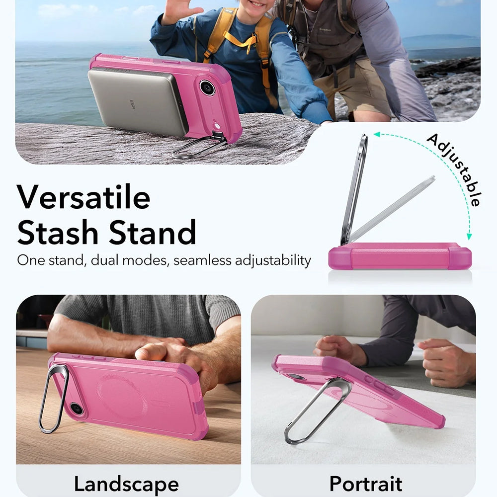 Futrola MagSafe za Apple iPhone 17 Air, ESR, Cyber Armor Kickstand, Roza