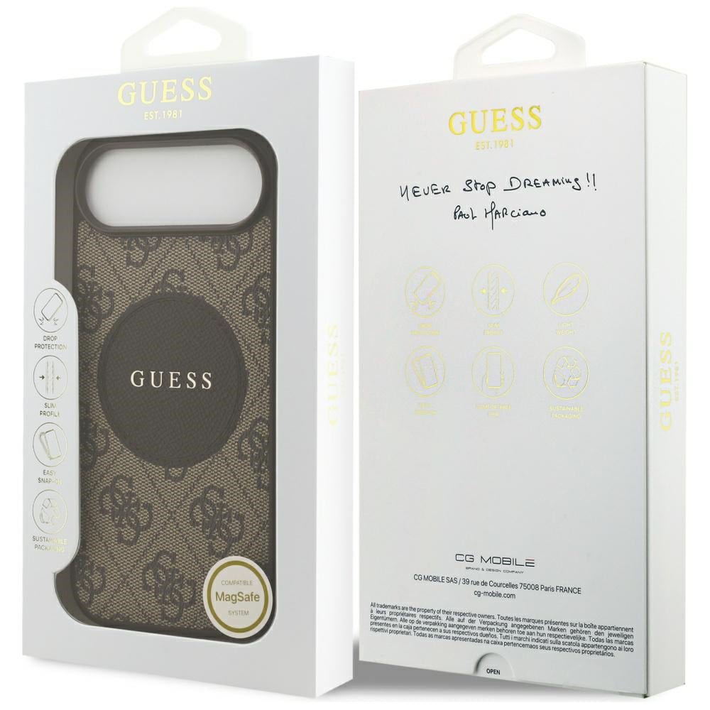MagSafe futrola za Apple iPhone 17 Air, Guess, 4G Circle Classic Logo, smeđa