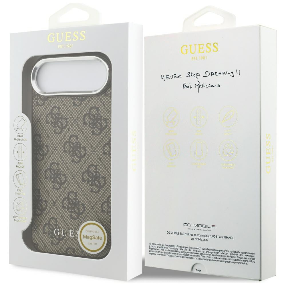 MagSafe futrola za Apple iPhone 17 Air, Guess, 4G Classic Logo, smeđa