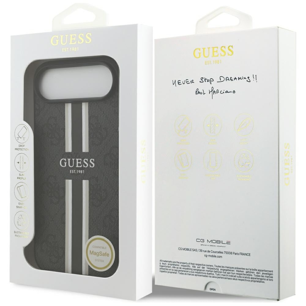 MagSafe futrola za Apple iPhone 17 Air, Guess, 4G Printed Stripes, Crna