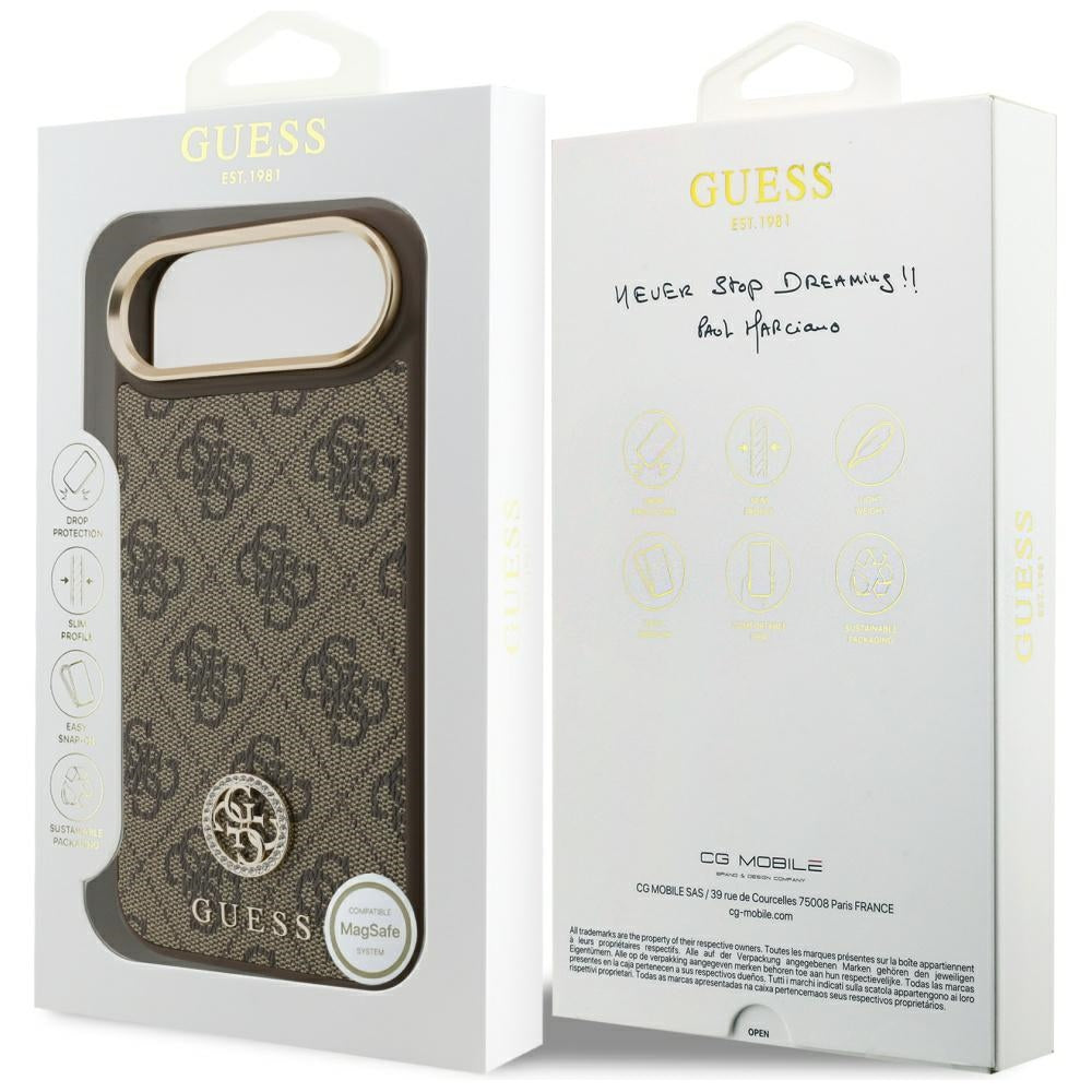 MagSafe futrola za Apple iPhone 17 Air, Guess, 4G Strass Logo, Smeđa