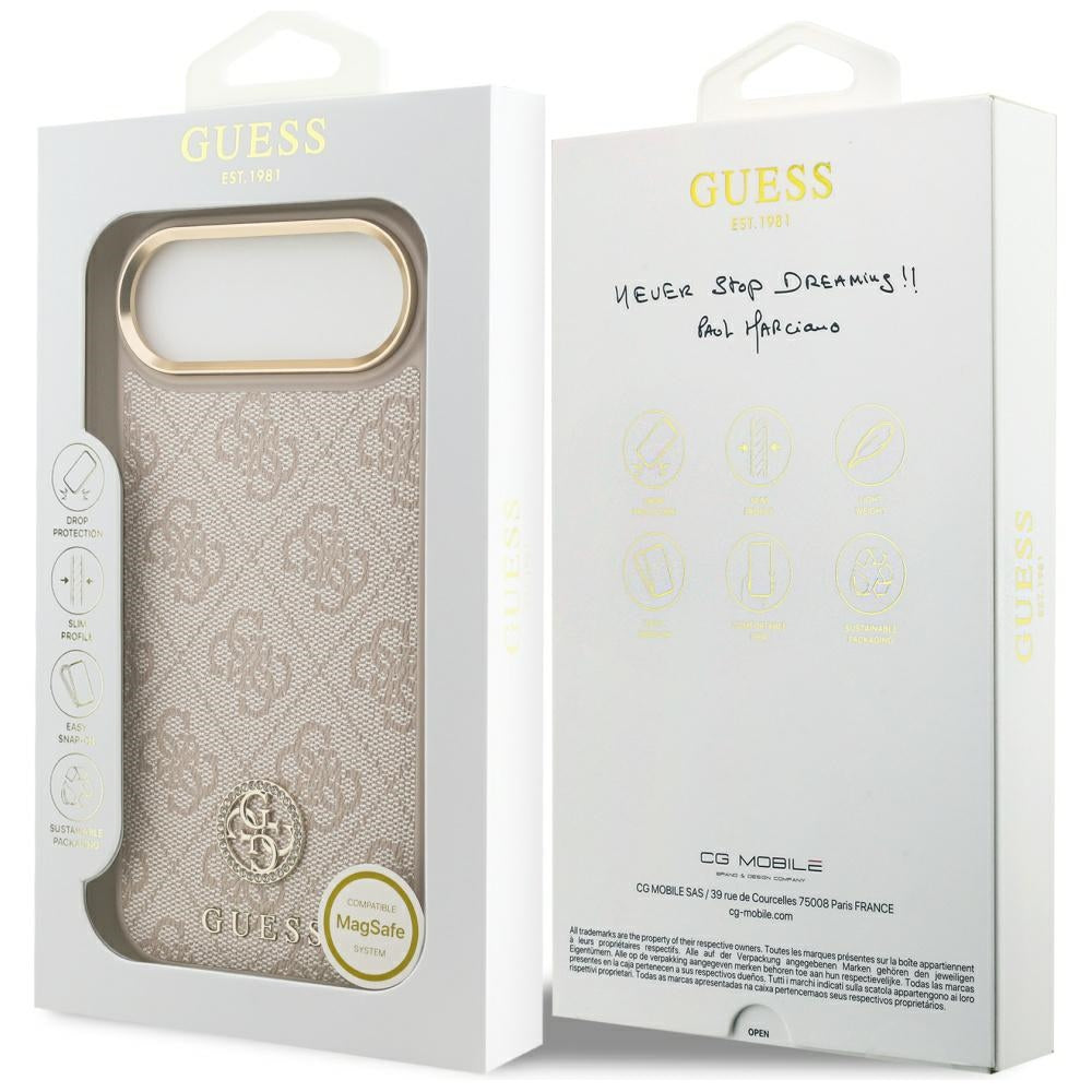 MagSafe futrola za Apple iPhone 17 Air, Guess, 4G Strass Logo, Roza