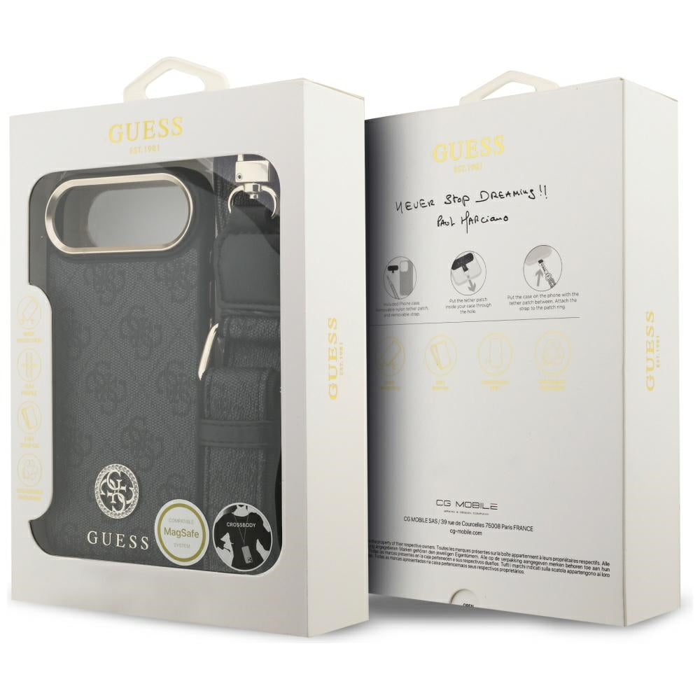 MagSafe futrola za Apple iPhone 17 Air, Guess, 4G Strass Logo s velikom trakom, Crna