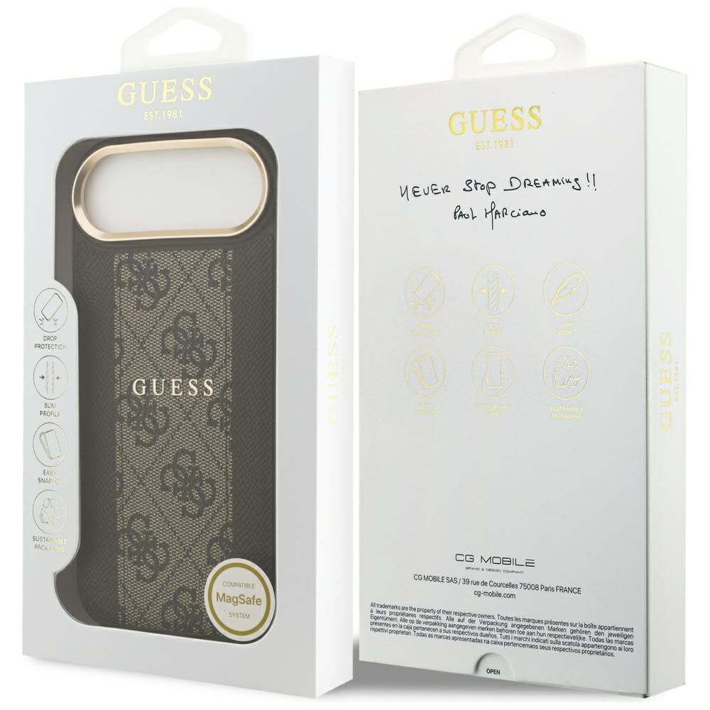 MagSafe futrola za Apple iPhone 17 Air, Guess, 4G Stripe, smeđa