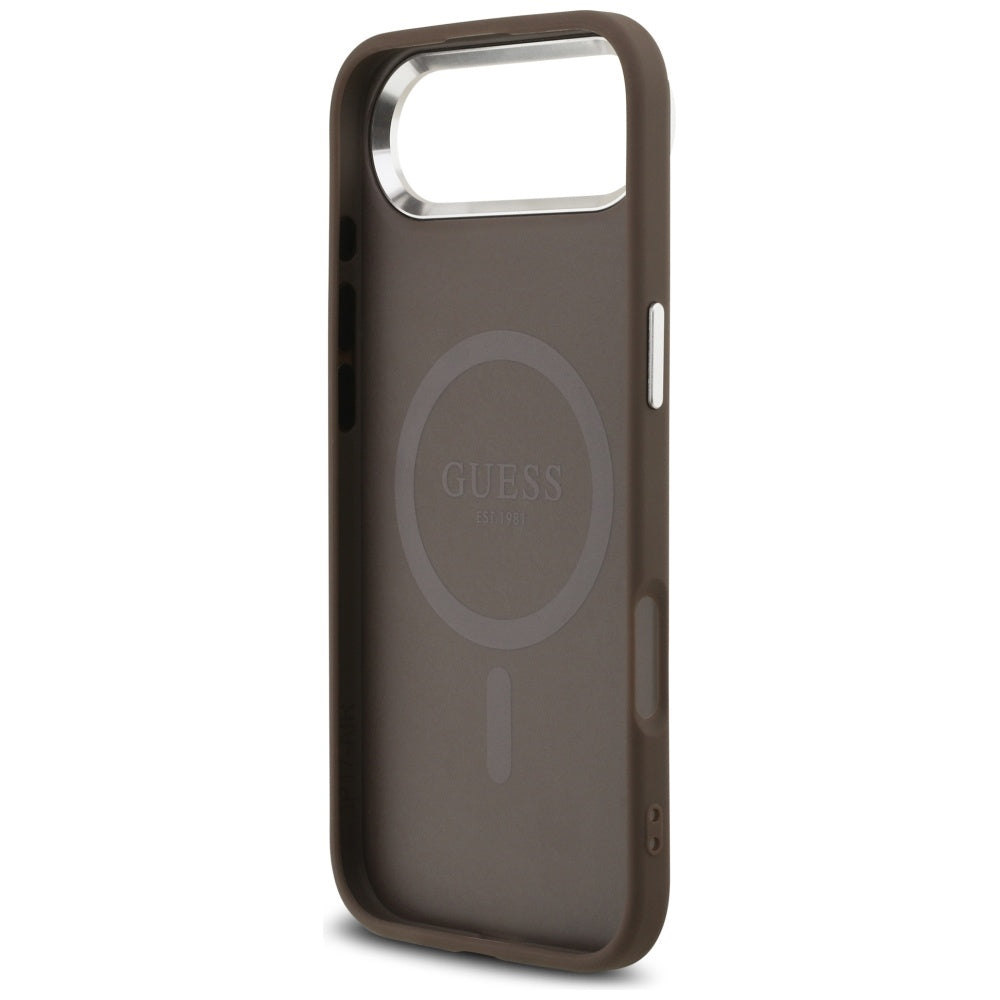 MagSafe futrola za Apple iPhone 17 Air, Guess, 4G Triangle Logo, Smeđe Srebrna