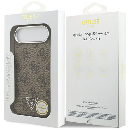MagSafe futrola za Apple iPhone 17 Air, Guess, 4G Triangle Logo, Smeđe Srebrna