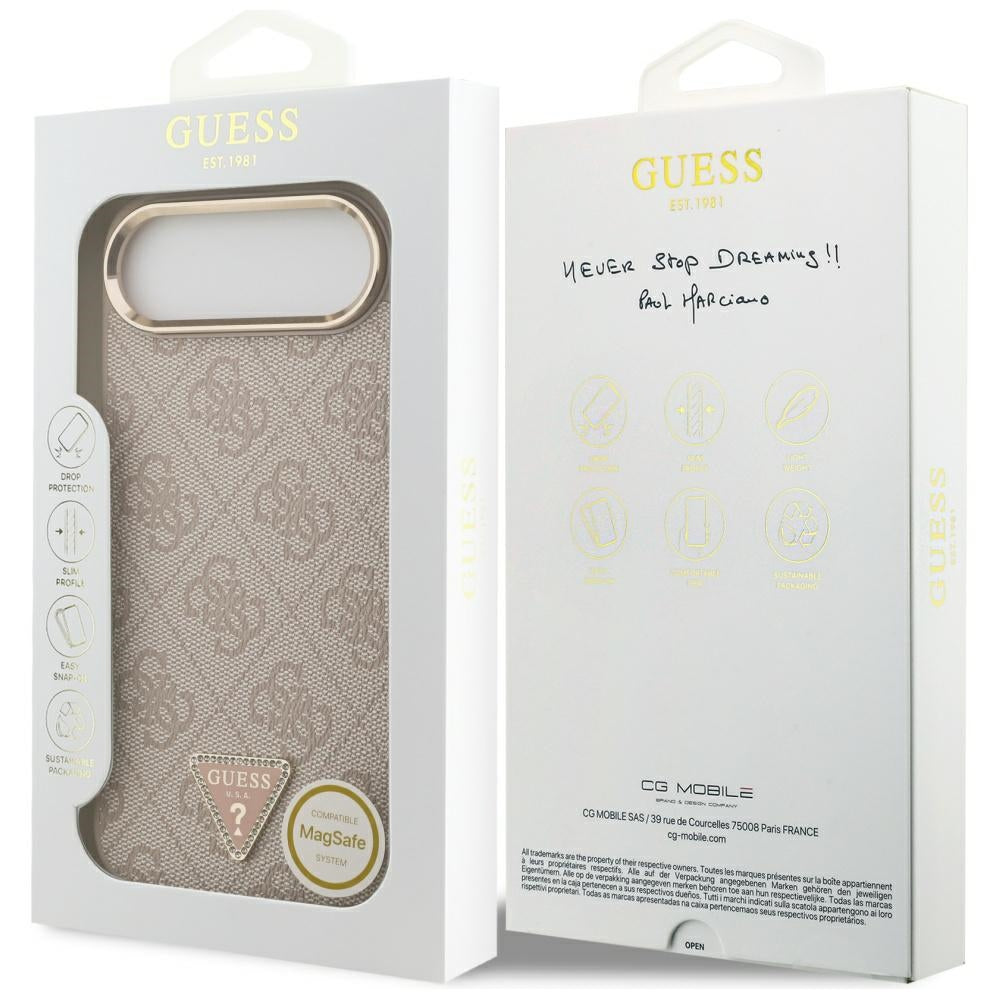 MagSafe futrola za Apple iPhone 17 Air, Guess, 4G Triangle Logo, Zlatno Roza