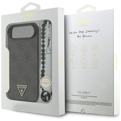 MagSafe futrola za Apple iPhone 17 Air, Guess, 4G Triangle Logo s remenom, Crna