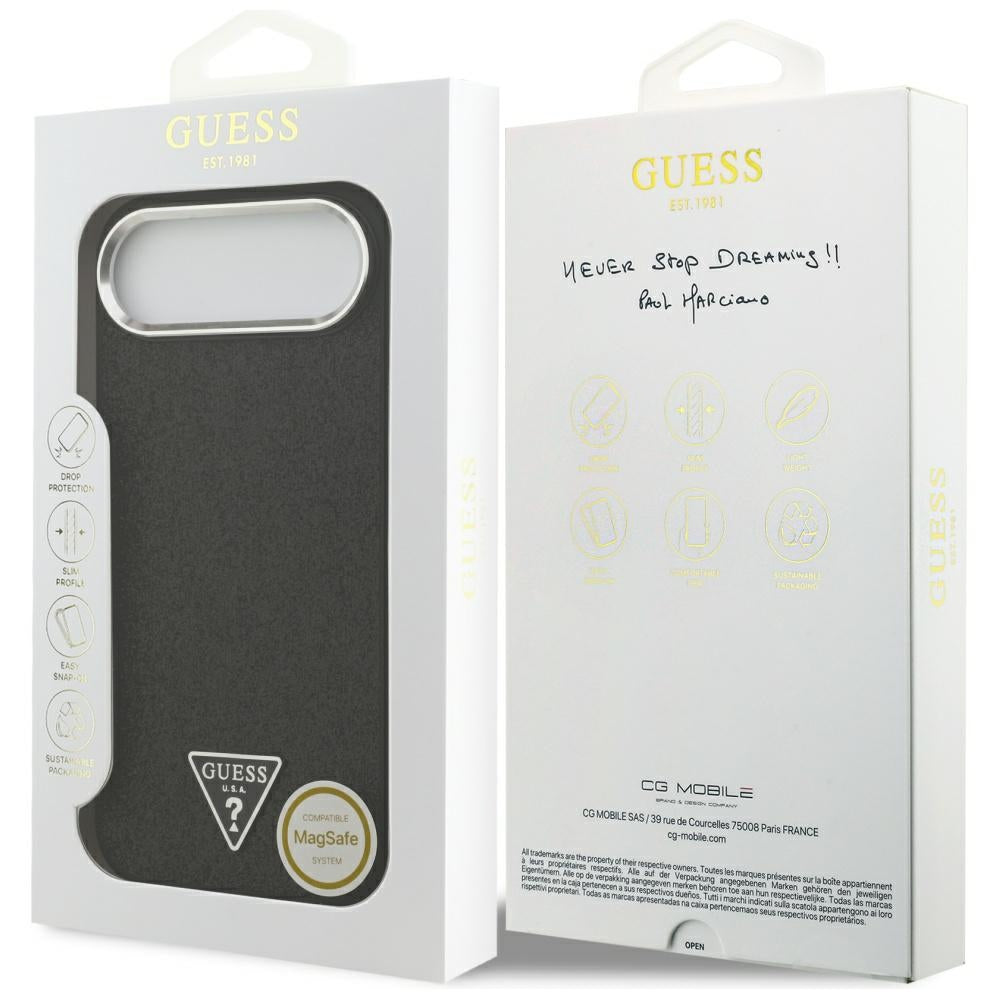 MagSafe futrola za Apple iPhone 17 Air, Guess, Glitter Triangle Logo, Crna