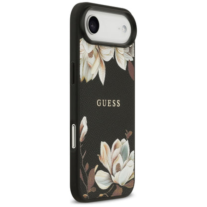 MagSafe futrola za Apple iPhone 17 Air, Guess, Grained Flowers, Crna