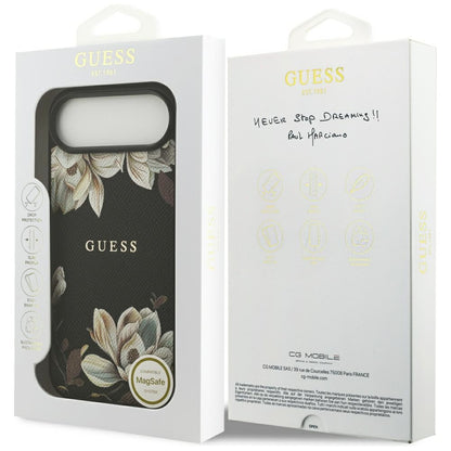 MagSafe futrola za Apple iPhone 17 Air, Guess, Grained Flowers, Crna
