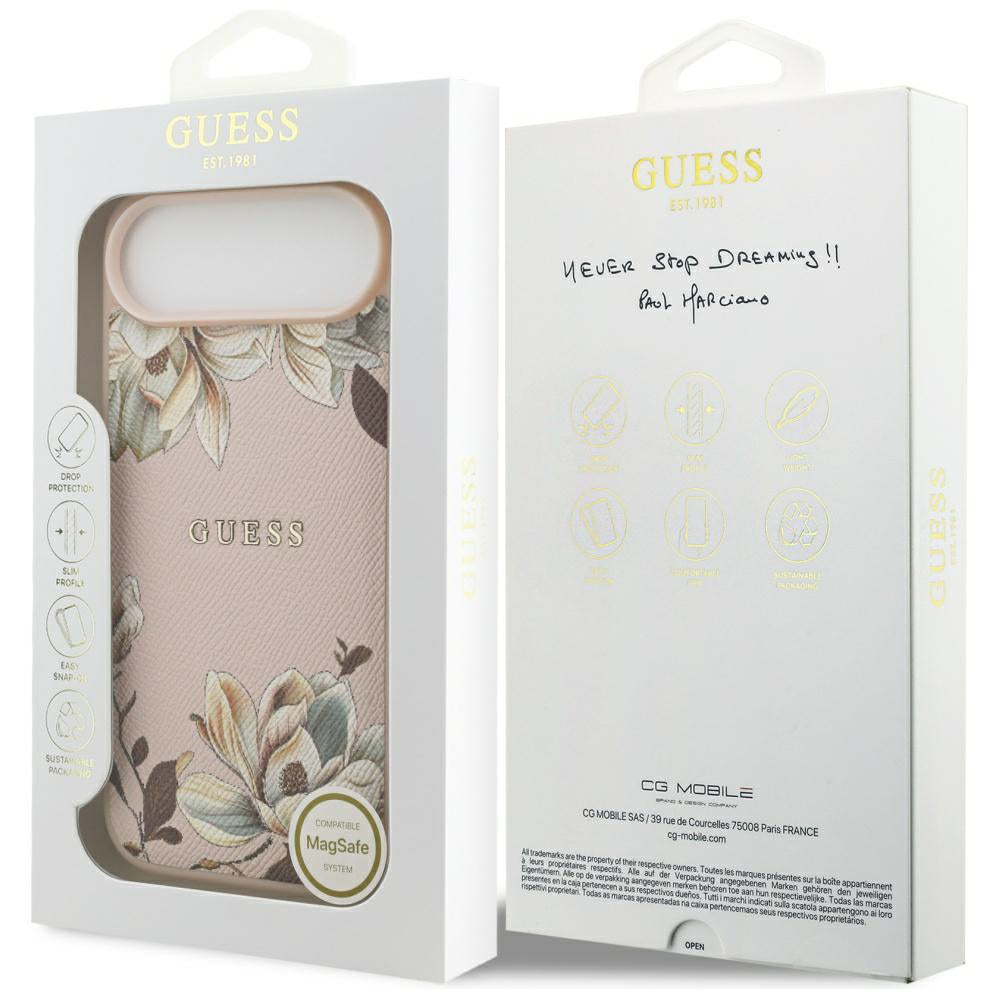 Futrola MagSafe za Apple iPhone 17 Air, Guess, Grained Flowers, Roza