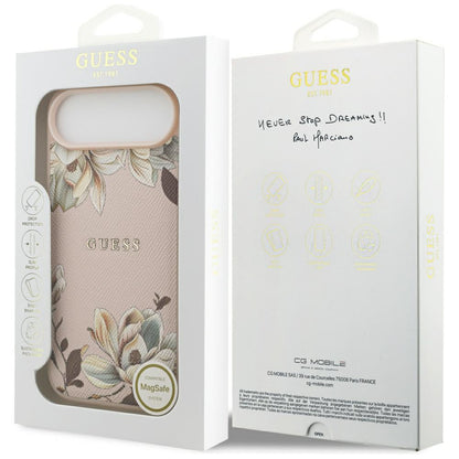 Futrola MagSafe za Apple iPhone 17 Air, Guess, Grained Flowers, Roza