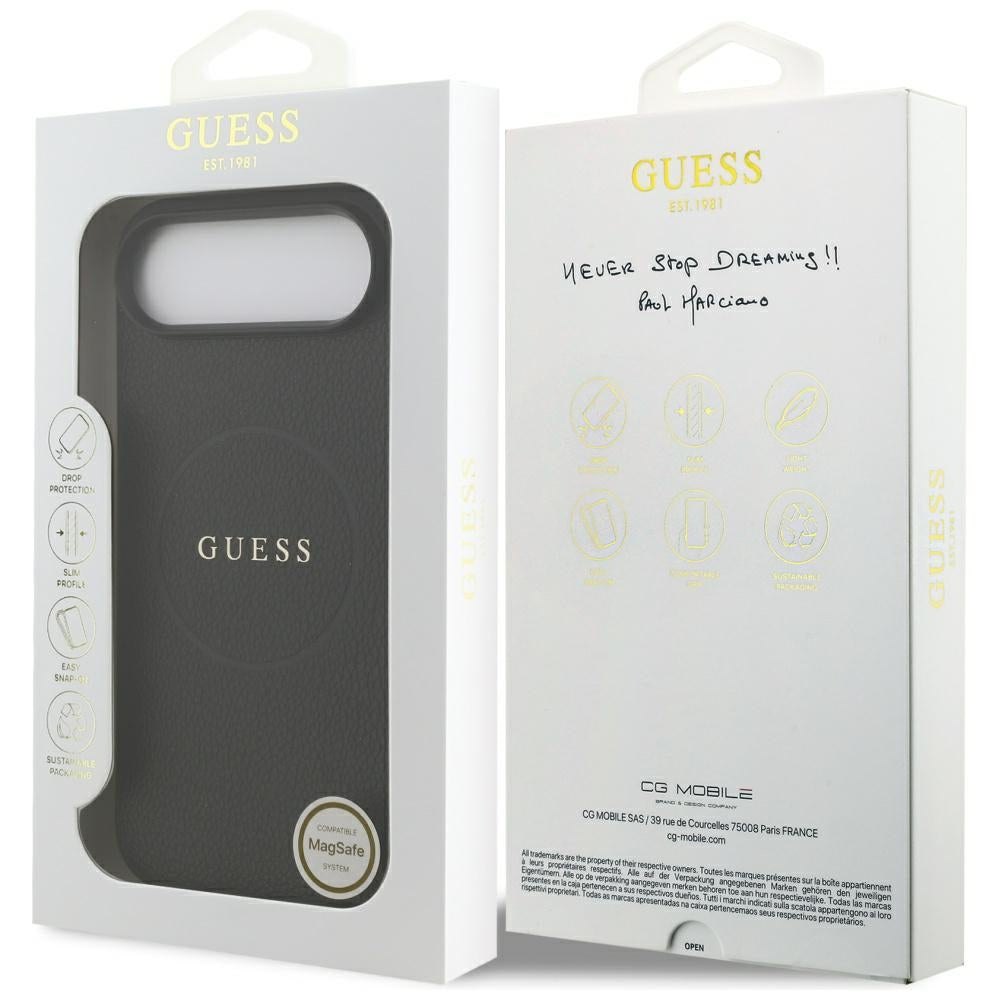 MagSafe futrola za Apple iPhone 17 Air, Guess, Grained Gold Ring, Crna