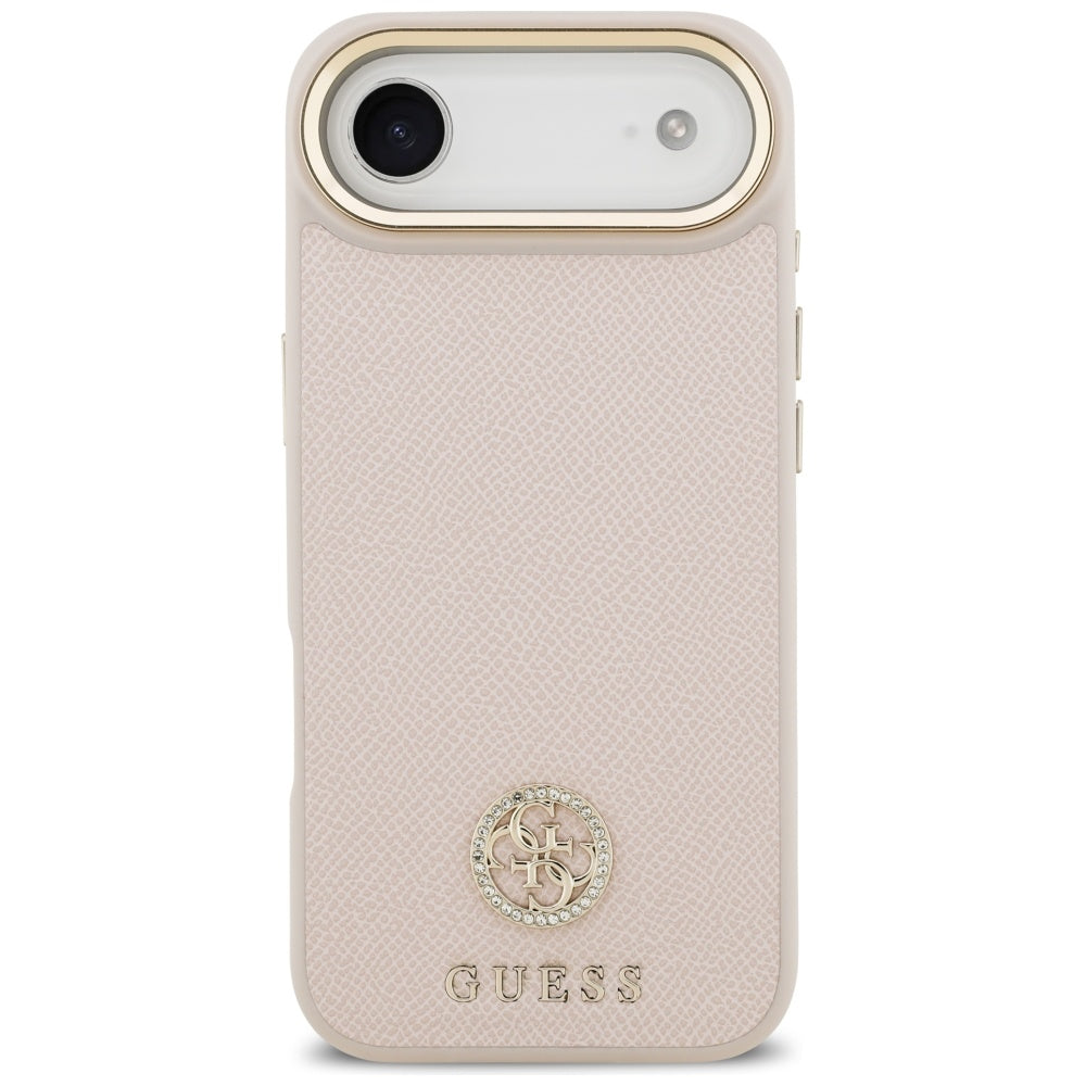 MagSafe torbica za Apple iPhone 17 Air, Guess, Grained Strass Logo, Roza