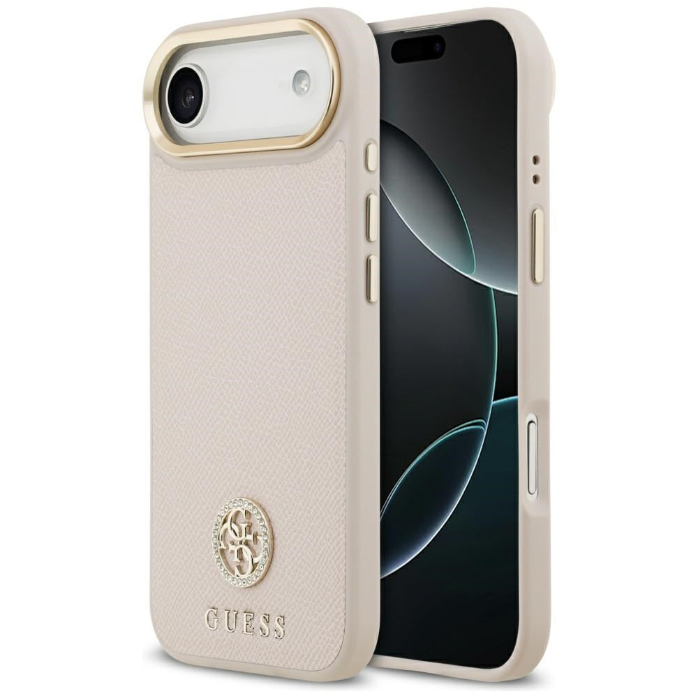 MagSafe torbica za Apple iPhone 17 Air, Guess, Grained Strass Logo, Roza