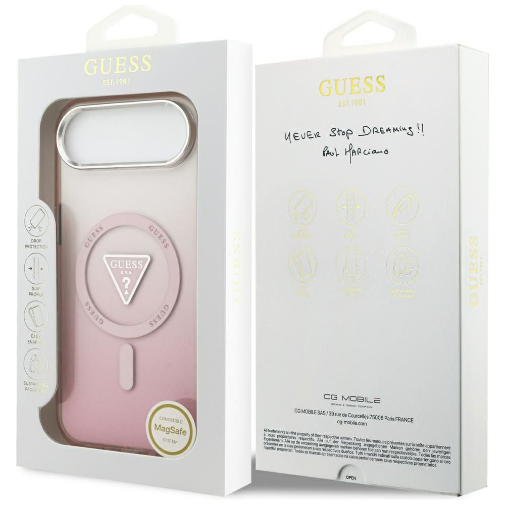 Futrola MagSafe za Apple iPhone 17 Air, Guess, IML Gradient Triangle Logo, Roza