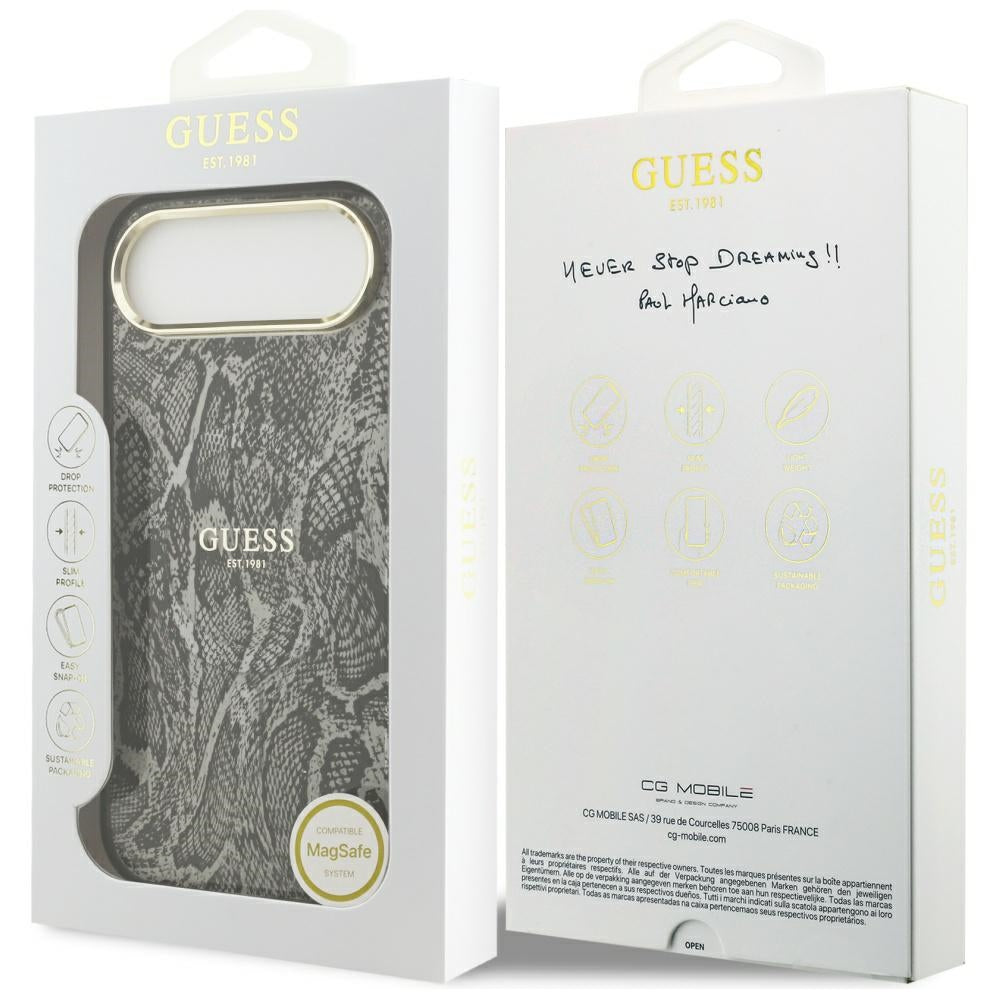 MagSafe torbica za Apple iPhone 17 Air, Guess, Python uzorak, Crna