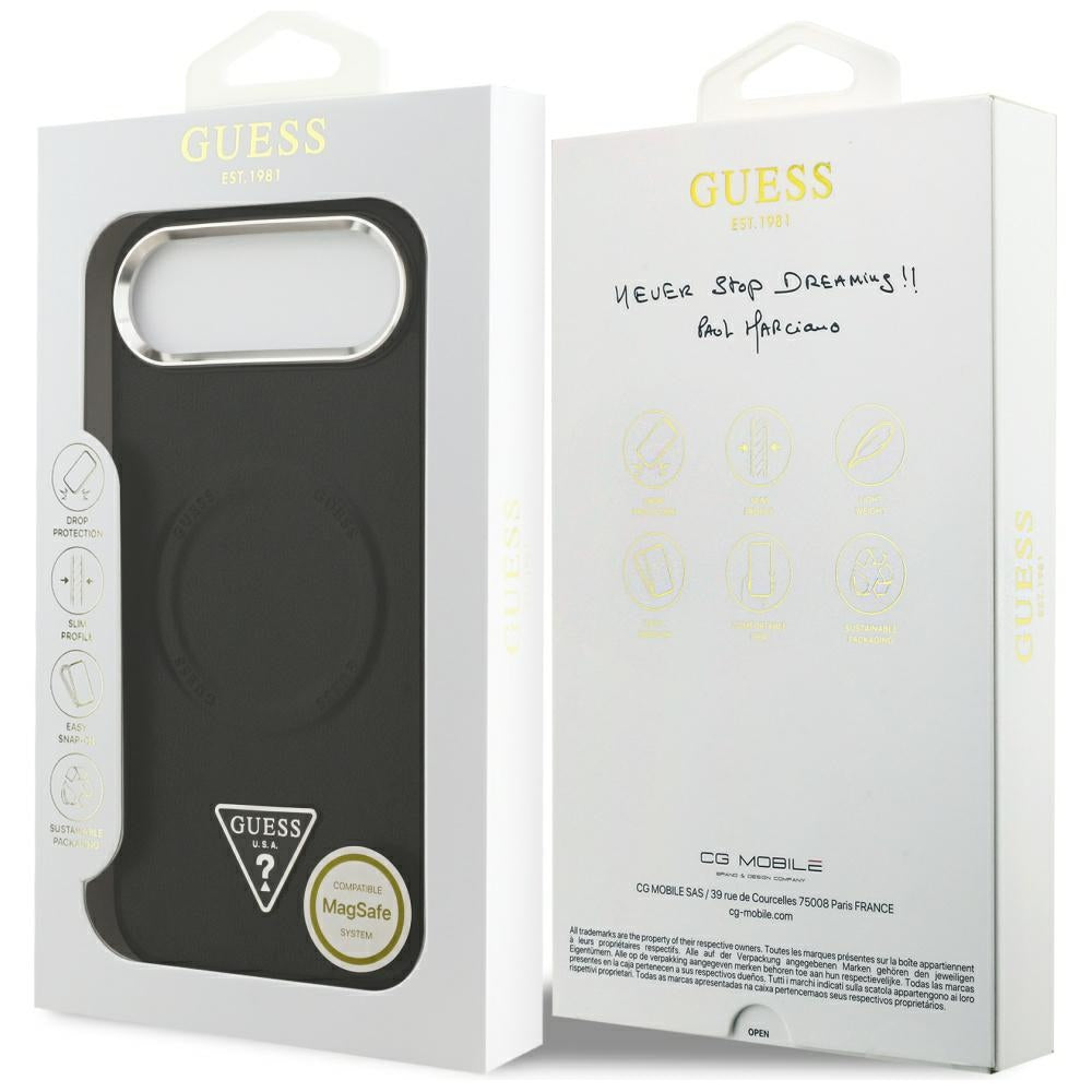 MagSafe futrola za Apple iPhone 17 Air, Guess, Triangle Logo, Crno Srebrna