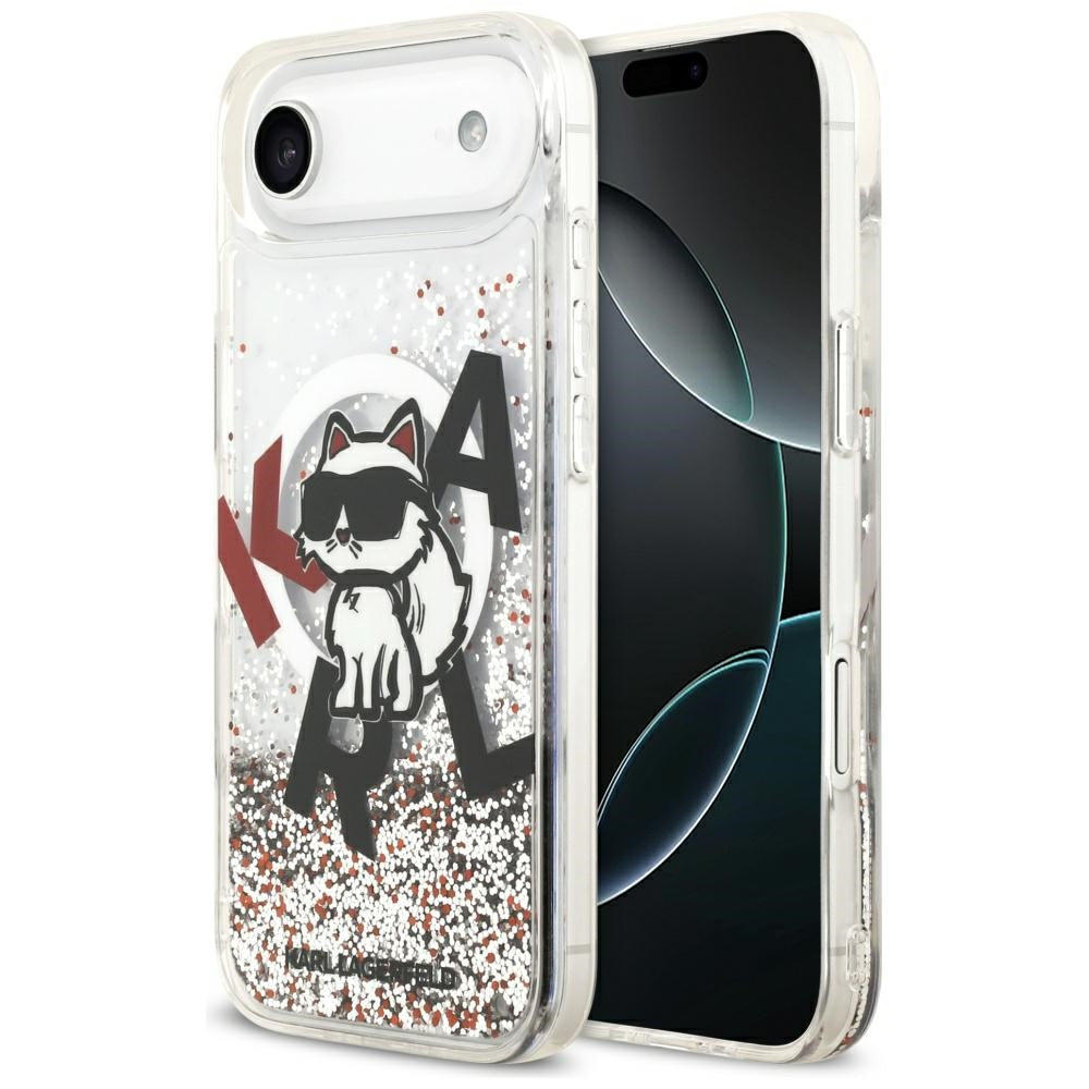 MagSafe futrola za Apple iPhone 17 Air, Karl Lagerfeld, Liquid Glitter Choupette Logo, Prozirna