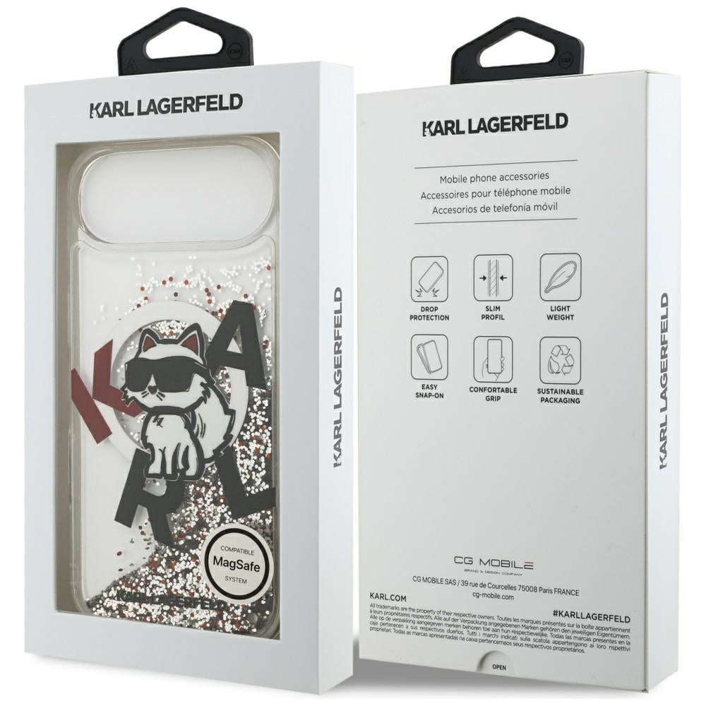 MagSafe futrola za Apple iPhone 17 Air, Karl Lagerfeld, Liquid Glitter Choupette Logo, Prozirna