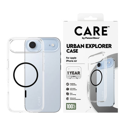Futrola MagSafe za Apple iPhone 17 Air, PanzerGlass, Care Urban Explorer, Crna Prozirnost