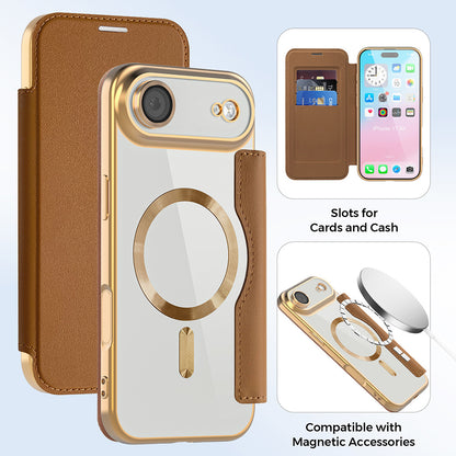 Futrola MagSafe za Apple iPhone 17 Air, Techsuit, SmartMag Book, Smeđa