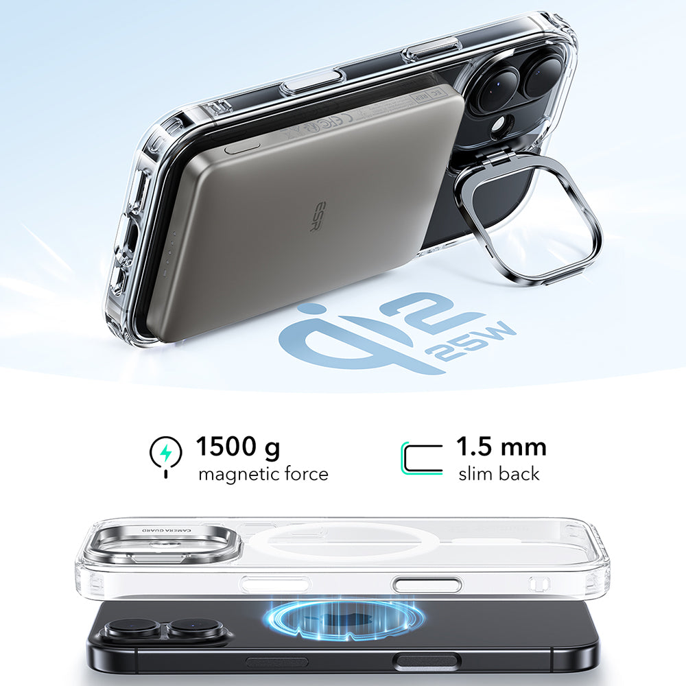Futrola MagSafe za Apple iPhone 17, ESR, Classic Hybrid Kickstand, Prozirna