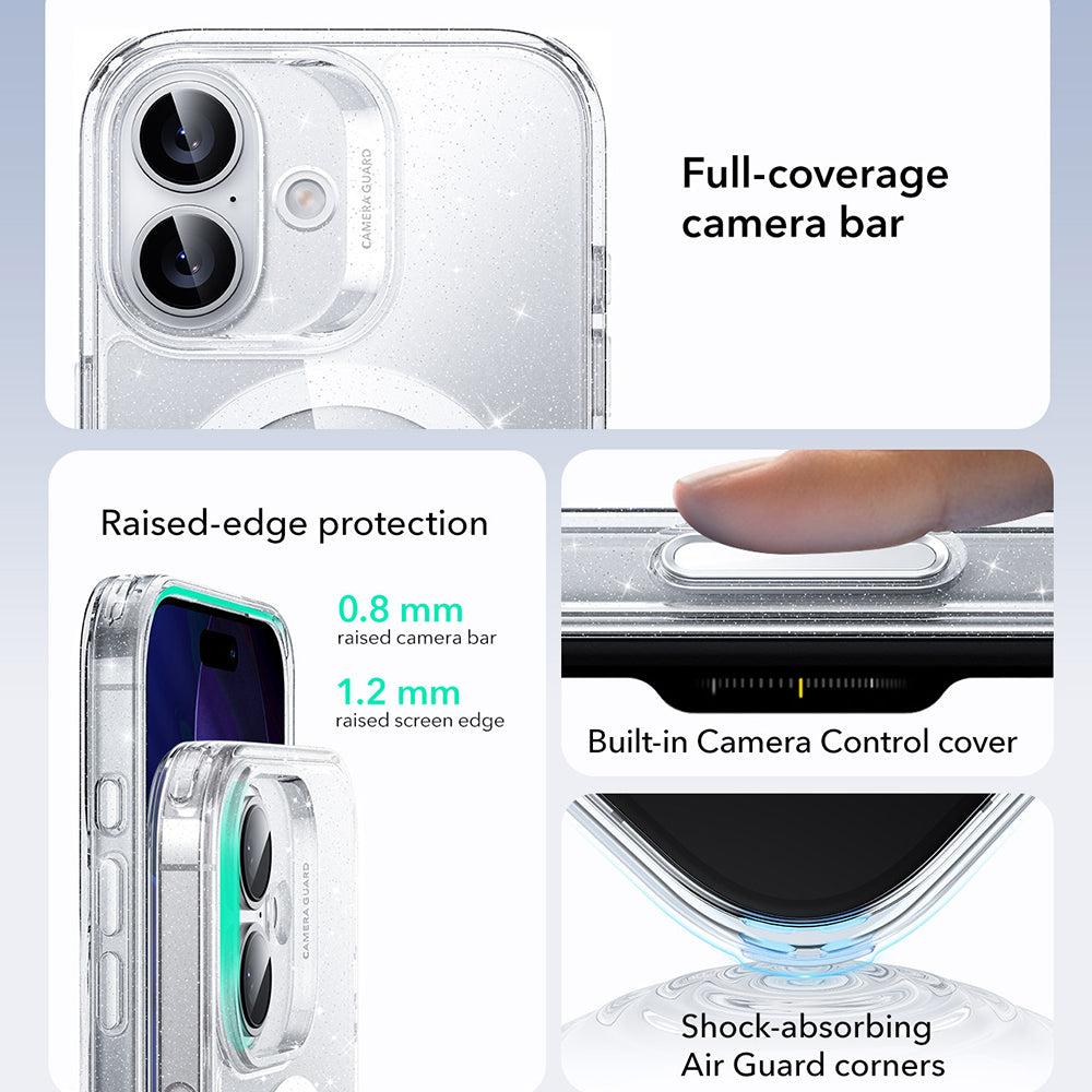 Futrola MagSafe za Apple iPhone 17, ESR, Classic Hybrid Shimmer, Prozirna
