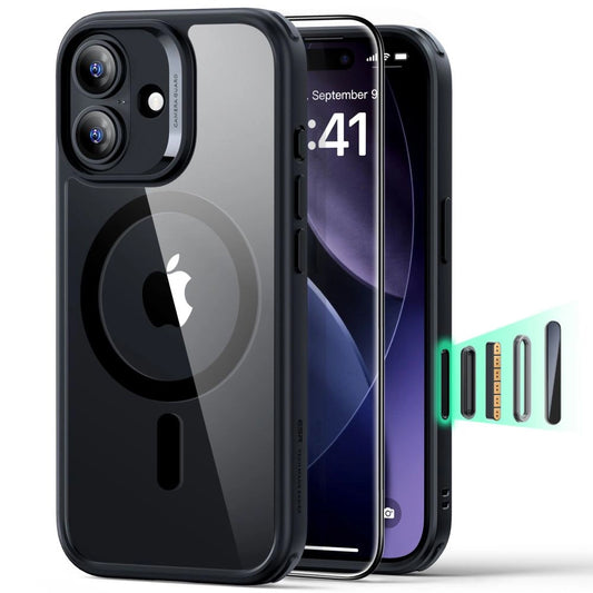 Futrola MagSafe za Apple iPhone 17, ESR, Classic Hybrid sa zaštitnikom ekrana, Crna Prozirna