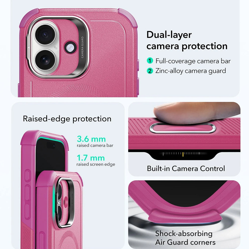 Futrola MagSafe za Apple iPhone 17, ESR, Cyber Armor Kickstand, Roza