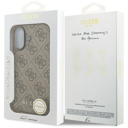 MagSafe futrola za Apple iPhone 17, Guess, 4G Charm Cradle, smeđa