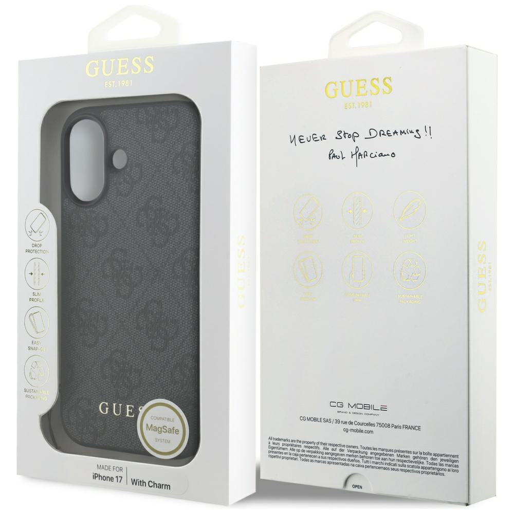 MagSafe futrola za Apple iPhone 17, Guess, 4G Charm Cradle, Crna