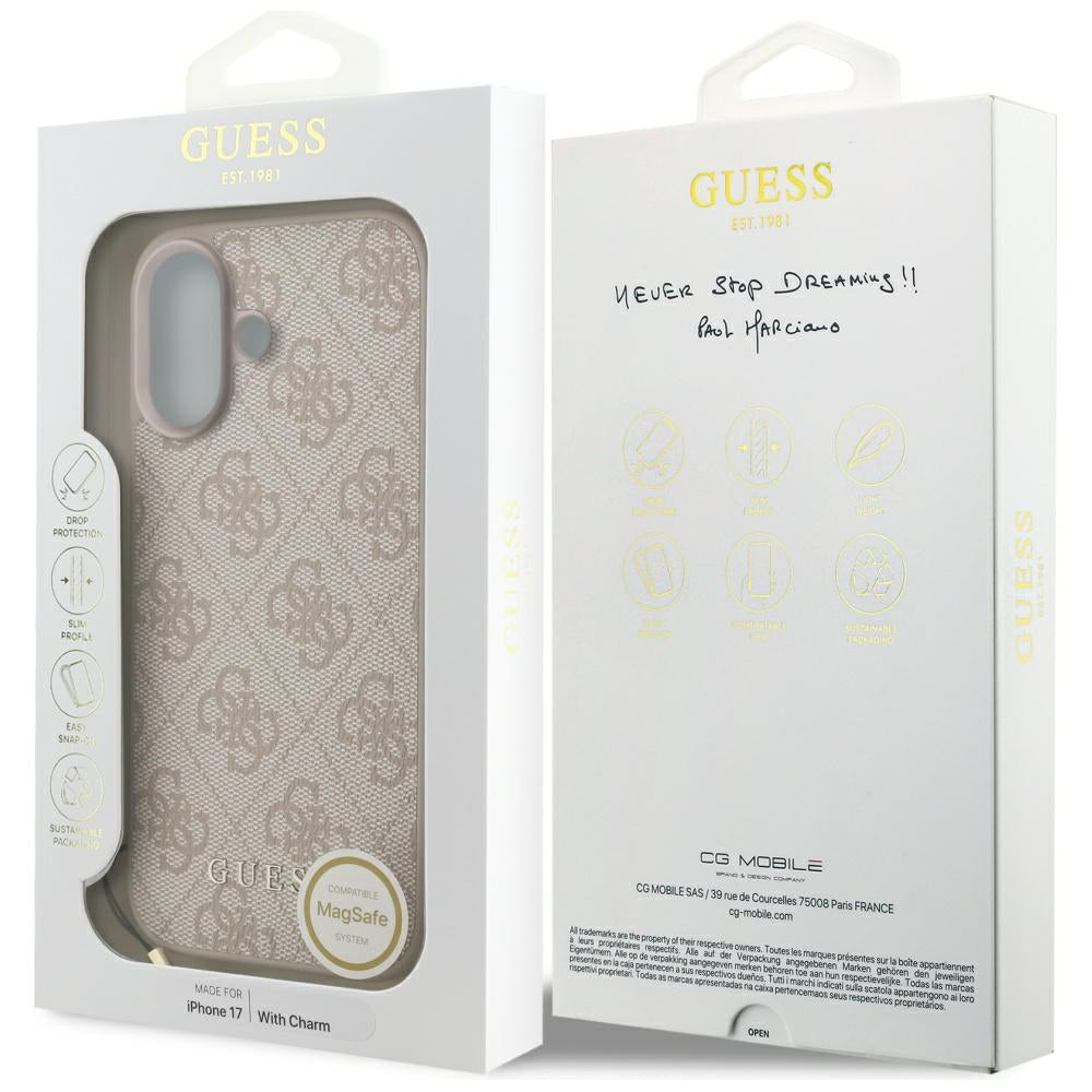 MagSafe futrola za Apple iPhone 17, Guess, 4G Charm Cradle, Roza