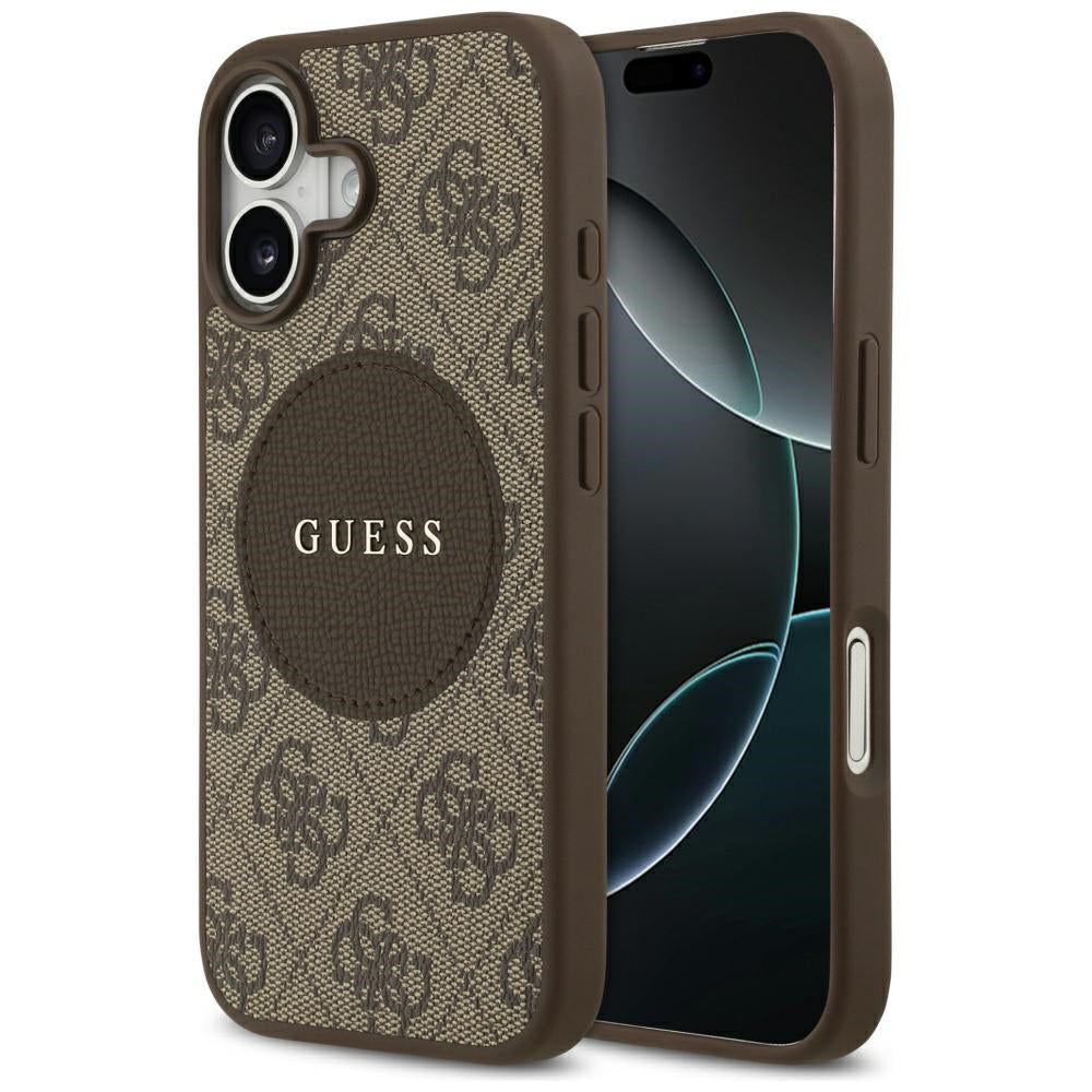 MagSafe futrola za Apple iPhone 17, Guess, 4G Circle Classic Logo, smeđa