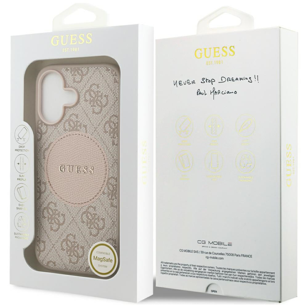 Futrola MagSafe za Apple iPhone 17, Guess, 4G Circle Classic Logo, Roza