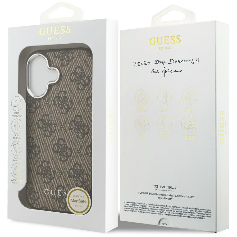 MagSafe futrola za Apple iPhone 17, Guess, 4G Classic Logo, smeđa