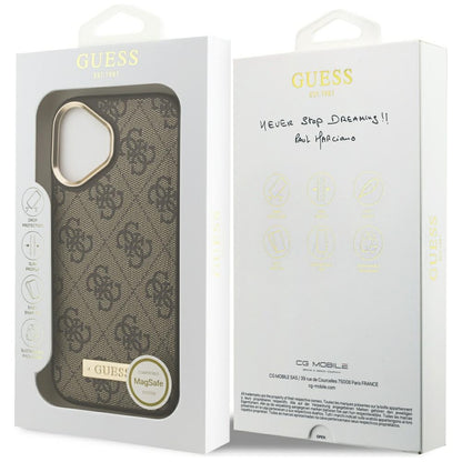 MagSafe futrola za Apple iPhone 17, Guess, 4G Logo Plate, smeđa