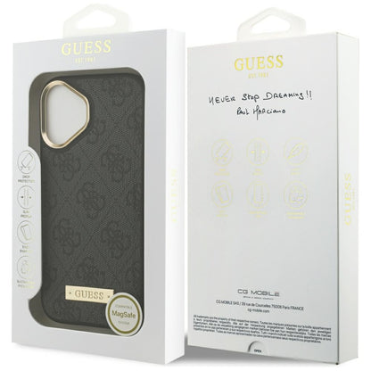 MagSafe maska za Apple iPhone 17, Guess, 4G Logo Plate, Crna