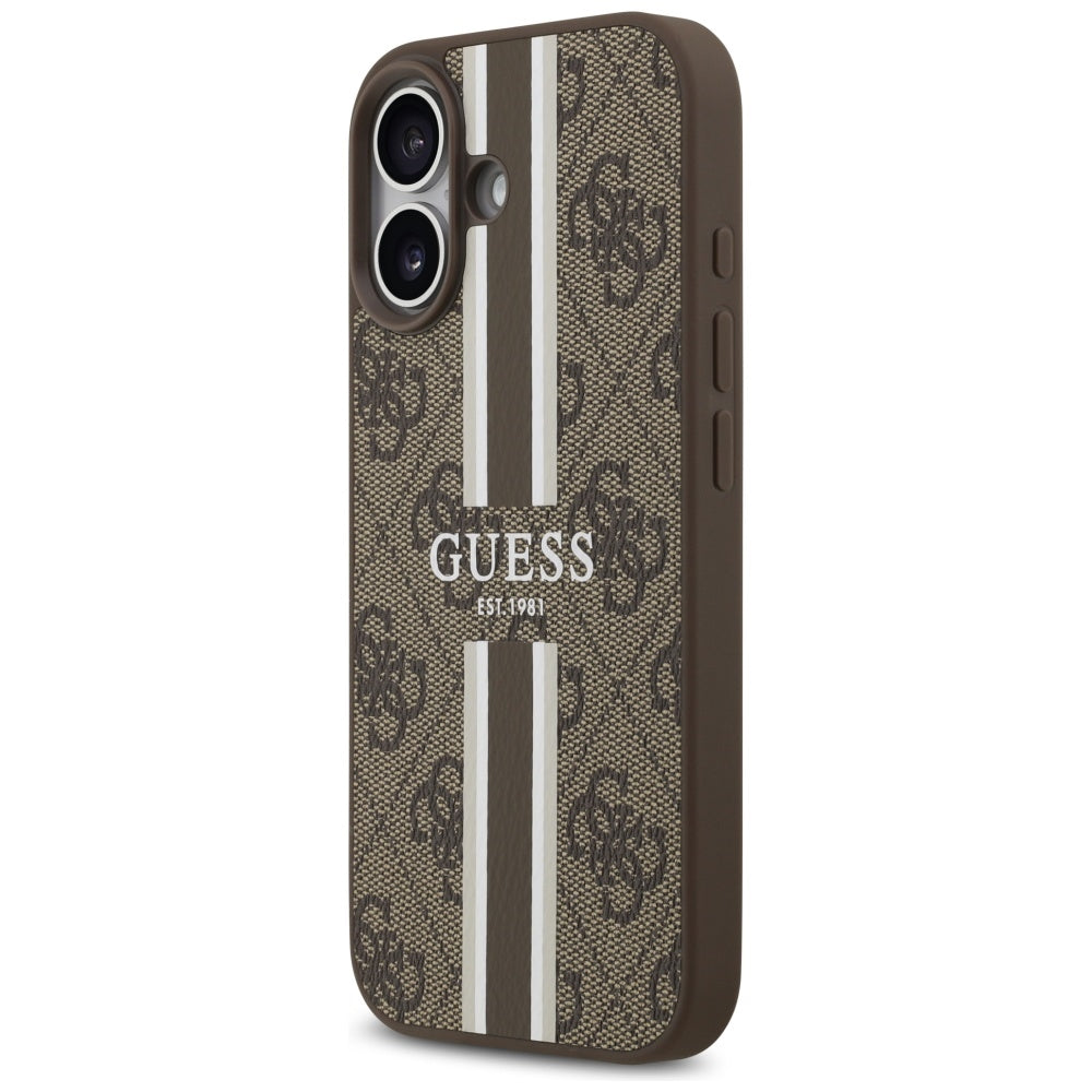 MagSafe futrola za Apple iPhone 17, Guess, 4G Printed Stripes, smeđa