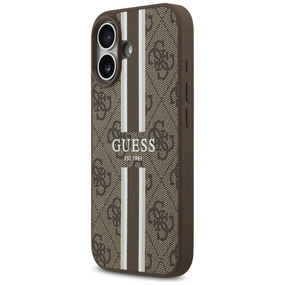 MagSafe futrola za Apple iPhone 17, Guess, 4G Printed Stripes, smeđa