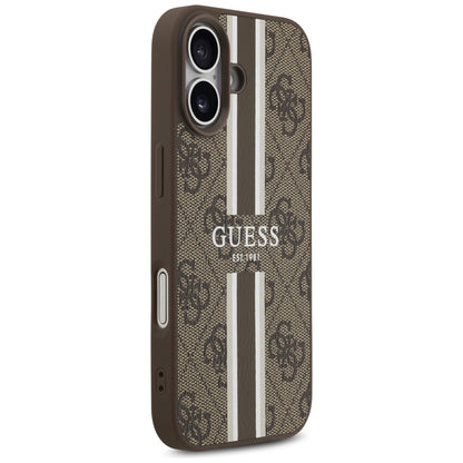 MagSafe futrola za Apple iPhone 17, Guess, 4G Printed Stripes, smeđa