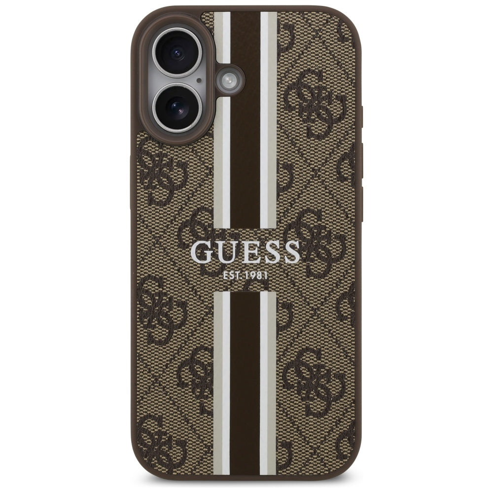 MagSafe futrola za Apple iPhone 17, Guess, 4G Printed Stripes, smeđa