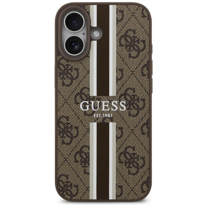 MagSafe futrola za Apple iPhone 17, Guess, 4G Printed Stripes, smeđa