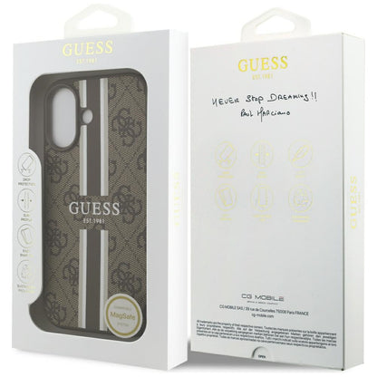 MagSafe futrola za Apple iPhone 17, Guess, 4G Printed Stripes, smeđa
