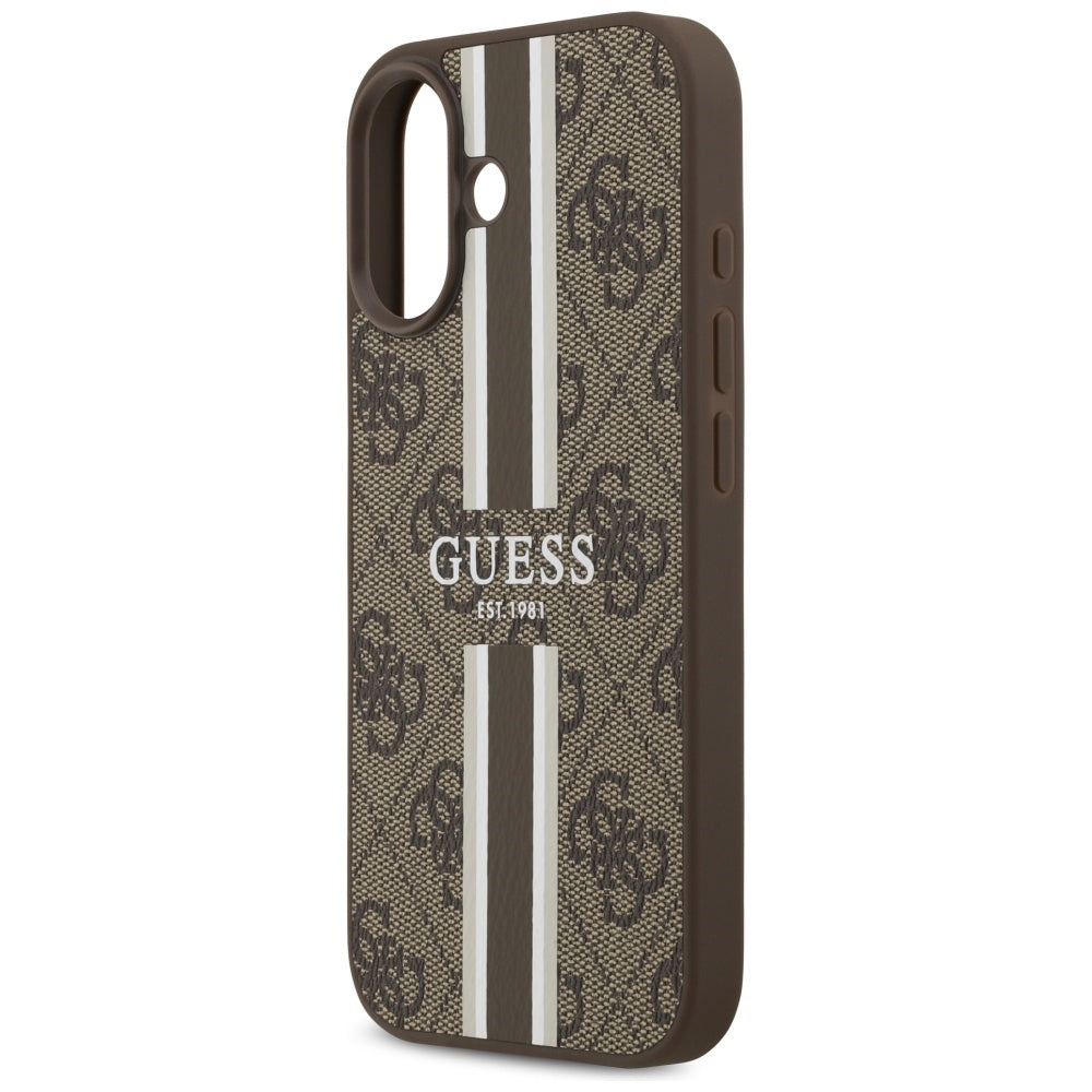MagSafe futrola za Apple iPhone 17, Guess, 4G Printed Stripes, smeđa