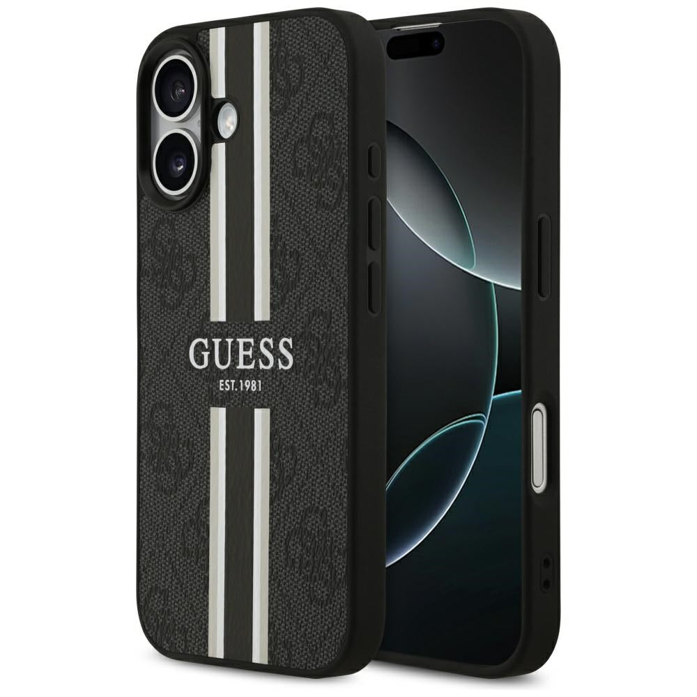 MagSafe futrola za Apple iPhone 17, Guess, 4G Printed Stripes, Crna